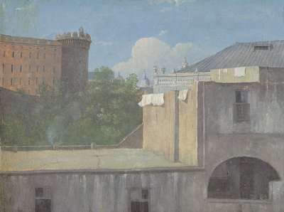 Gebouwen in Napels met de noordoostzijde van Castel Nuovo door Thomas Jones