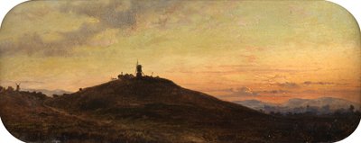 Molen bij zonsondergang door Thomas Jr. Whittle