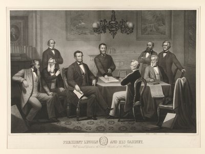 President Lincoln en zijn Kabinet door Thomas Kelly
