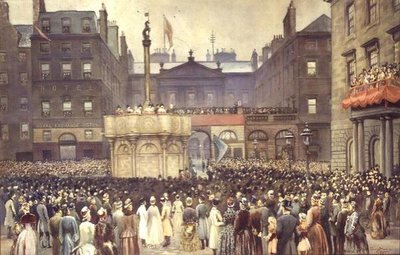 De Presentatie van het Herstelde Markt Kruis, Edinburgh, aan de Magistraatsraad door de Zeer Eerwaarde W.E. Gladstone, MP, 23 november 1885 door Thomas L. Sawers
