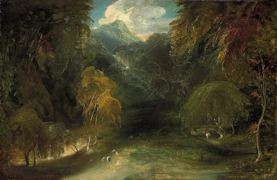 Een uitzicht op Dovedale richting Thorpe Cloud door Thomas Lawrence