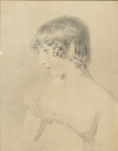 Borstbeeldportret van Susan Bloxam, naar links gedraaid (detail) door Thomas Lawrence