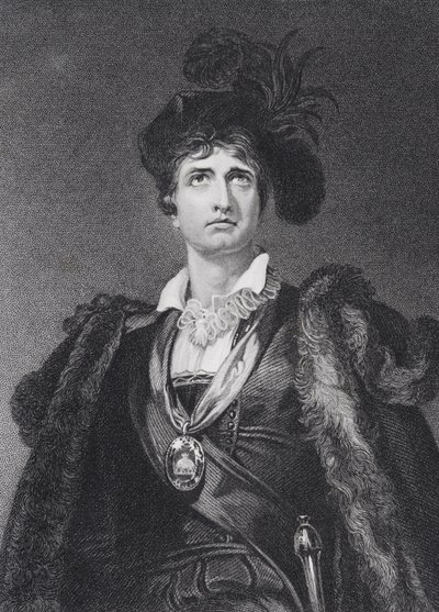 John Philip Kemble als Hamlet, gegraveerd door G. Adcock door Thomas Lawrence