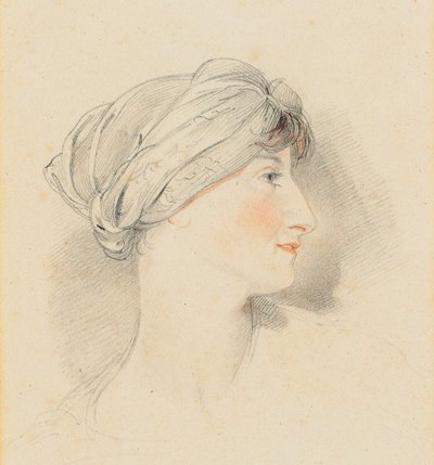 Portret van mevrouw Jens Wolff, in profiel naar rechts, een tulband dragend door Thomas Lawrence