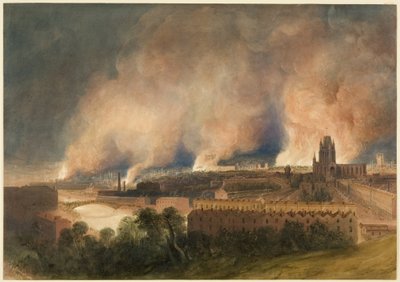 Bristol gezien vanaf Pile Hill, op de nacht van 30 oktober door Thomas Leeson the Elder Rowbotham