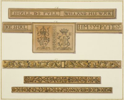 Gesneden fries en wapenschilden van 46 Baldwin Street door Thomas Leeson the Elder Rowbotham