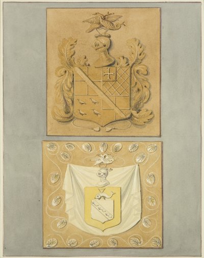 Wapenschilden op de Deur in Langton Mansion, aan de Achterkant door Thomas Leeson the Elder Rowbotham