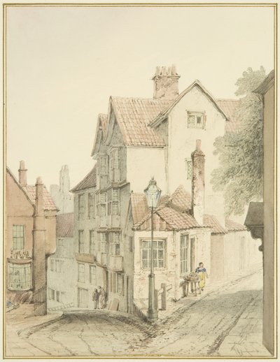 Hoek van Trenchard Lane en Steep Street door Thomas Leeson the Elder Rowbotham