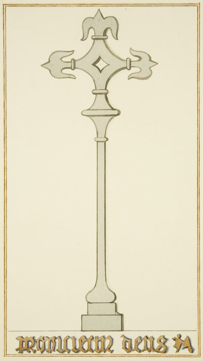 Kruis op oude grafsteen in de crypte van St John