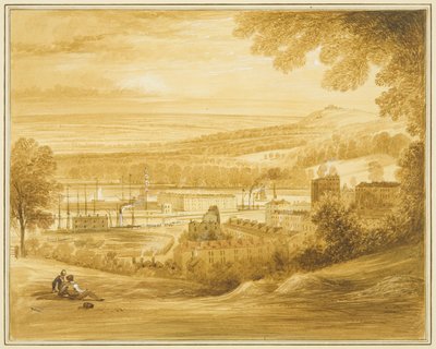 Cumberland Basin gezien vanaf veld nabij Clifton Church door Thomas Leeson the Elder Rowbotham