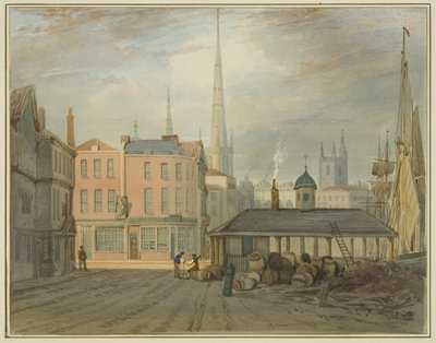 Noordoostkant van King Street, met Welsh Market door Thomas Leeson the Elder Rowbotham
