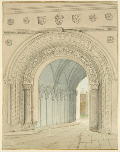 Noordaanzicht van de College Gateway boog door Thomas Leeson the Elder Rowbotham