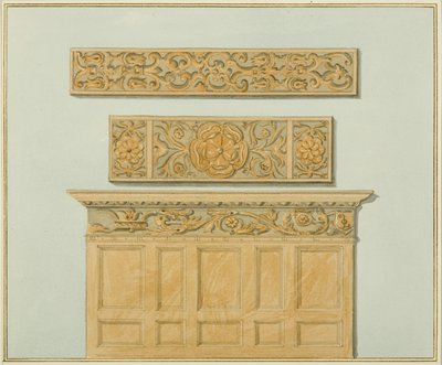 Delen van de betimmering en fries in Langton Mansion, aan de Achterzijde door Thomas Leeson the Elder Rowbotham