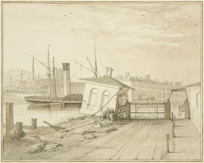 Inzinking van Tolhuis, op Prince Street Bridge, 1828 door Thomas Leeson the Elder Rowbotham