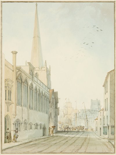 De Kerk van St John-on-the-Wall, kijkend naar de Kade door Thomas Leeson the Elder Rowbotham