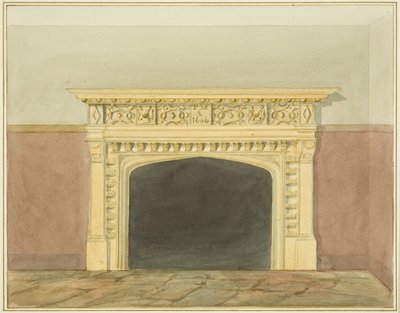 De Rijzende Zon, Castle Ditch, schoorsteenmantel door Thomas Leeson the Elder Rowbotham