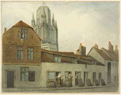 De zuidkant van Pile Street door Thomas Leeson the Elder Rowbotham