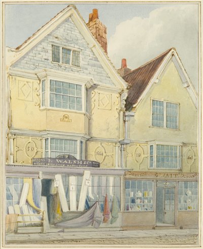 Twee oude Huizen aan de Noordzijde van Castle Street door Thomas Leeson the Elder Rowbotham