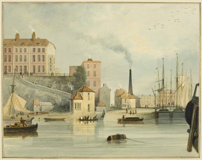 West End van Redcliffe Parade, met de toegangspoorten naar het Bathurst Basin door Thomas Leeson the Elder Rowbotham