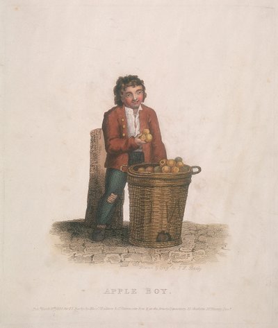 Appelverkoper met een grote mand fruit, 1820 door Thomas Lord Busby