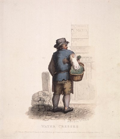 Waterkersverkoper met een mand aan zijn arm, 1820 door Thomas Lord Busby
