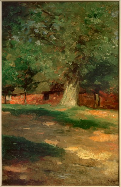 Boerderij achter grote boom door Thomas Ludwig Herbst