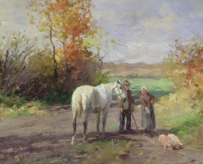 Ontmoeting op weg naar het veld, 1897 door Thomas Ludwig Herbst