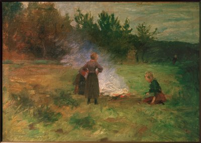 Meisje bij het kampvuur door Thomas Ludwig Herbst