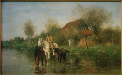 Paarden bij het water door Thomas Ludwig Herbst