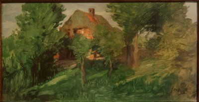 Rood huis achter bomen door Thomas Ludwig Herbst