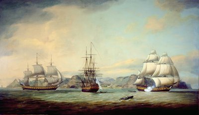Oost-Indiëvaarder Ceres bij St. Helena, 1788 door Thomas Luny