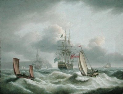 Twee Dekkers bij Berry Head door Thomas Luny