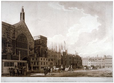 New Palace Yard en de ingang van Westminster Hall, Londen, 1782 door Thomas Malton II