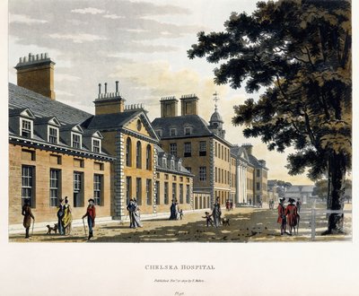 Chelsea Ziekenhuis, uit "Een Pittoreske Tour door de Steden Londen en Westminster Geïllustreerd", 1792-1801 door Thomas Malton Jnr.