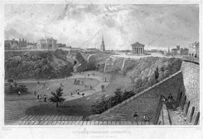 St James Cemetery, Liverpool, noordwaarts kijkend, 19e eeuw door Thomas Mann Baynes