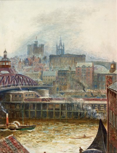 Uitzicht op Newcastle vanuit Gateshead door Thomas Marie Madawaska Hemy