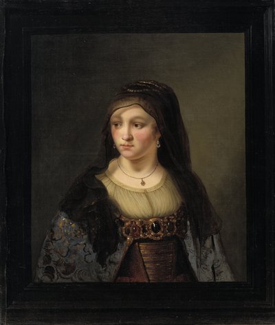 Portret van een Dame in een Sluier door Thomas Mathisen