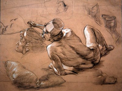 Liggende mannelijke naakt, ca. 1880 door Thomas Matthews Rooke