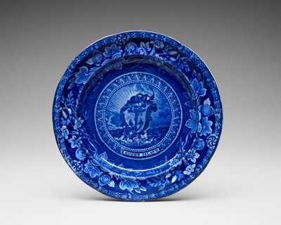 Plaat, ca. 1826-1835 (loodgeglazuurd aardewerk met transferprint) door Thomas Mayer