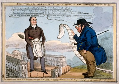 John Bull & de architect die de bogen bouwt, enz., 1829 door Thomas McLean