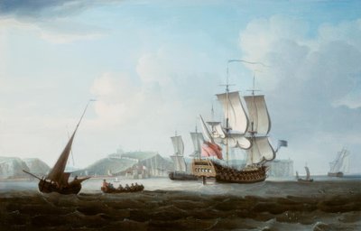 Een Tweedekker en Andere Schepen bij Dover door Thomas Mellish