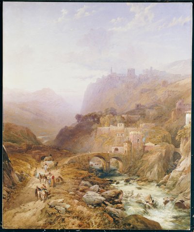 Figuren op de Weg onder Fort Leon, Sicilië, 1879 door Thomas Miles Richardson