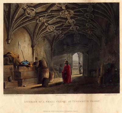 Interieur van een kleine kapel in Tynemouth Priory, 1820 door Thomas Miles Richardson