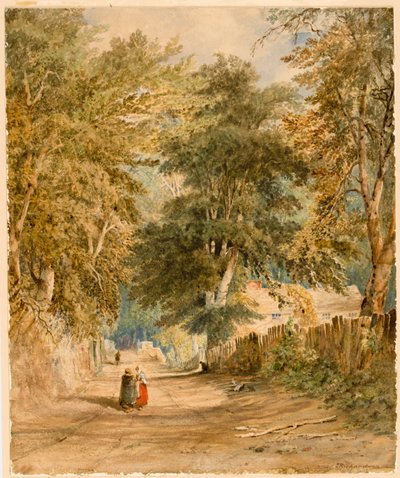 Landschap - Weg met figuren door Thomas Miles Richardson
