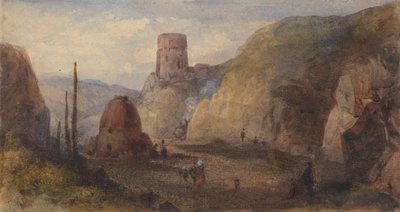 Rotsachtig landschap met fort door Thomas Miles Richardson Sr.
