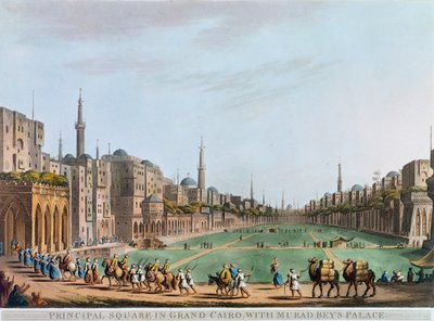 Hoofdplein in groot Caïro, met het Paleis van Murad Bey, Egypte, 1802 door Thomas Milton