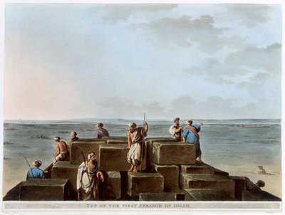 Top van de Eerste Piramide van Gizeh, Egypte, 1802 door Thomas Milton