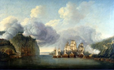 Het forceren van een doorgang van de Hudson River, 9 oktober 1776 door Thomas Mitchell