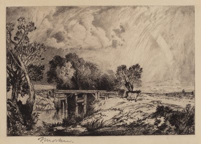 Een rustieke brug door Thomas Moran