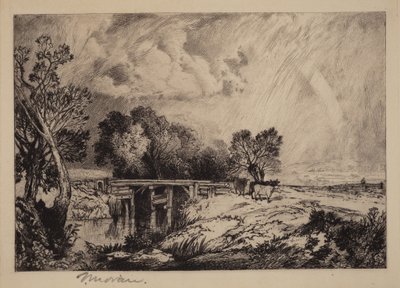 Een rustieke brug door Thomas Moran